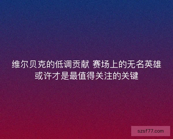 维尔贝克的低调贡献 赛场上的无名英雄或许才是最值得关注的关键